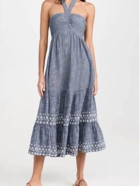 Cleobella Chambray Halter Maxi Dress - Blue